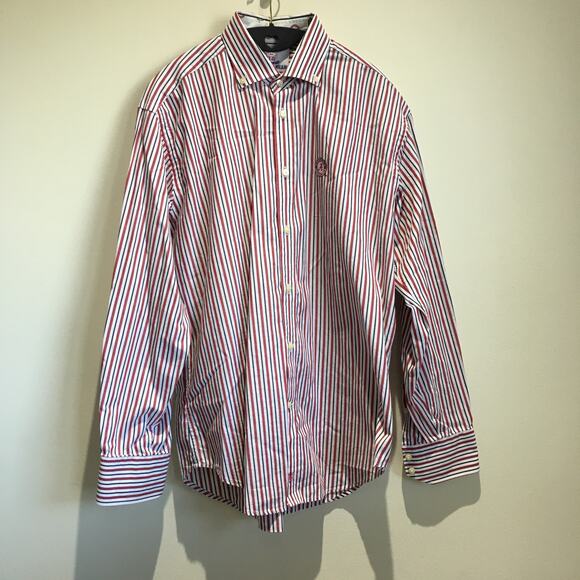 Alabama Football Crimson Tide Button Down Shirt Men's Medium Striped Flip Cuffs - Picture 3 of 12